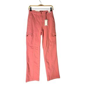 NWT Judy Blue Pink High Waist Cargo Straight Leg Denim Pants Size 3/26
